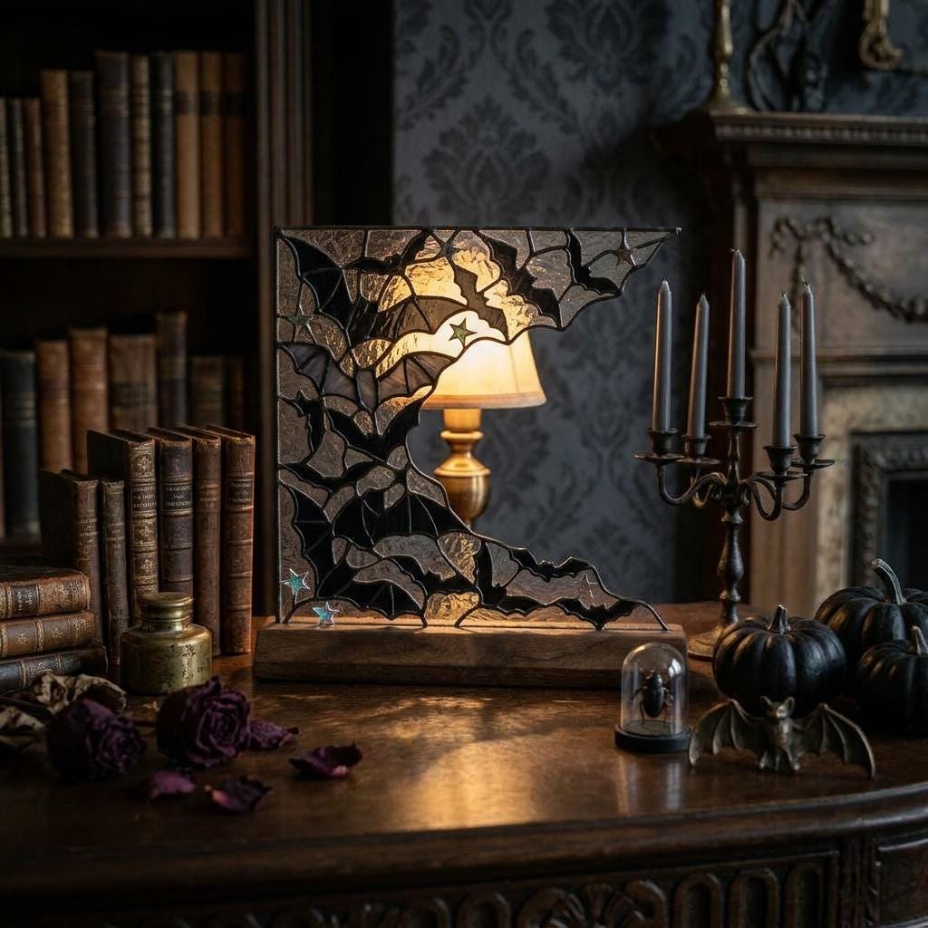 Bat Swarm Glass Decor