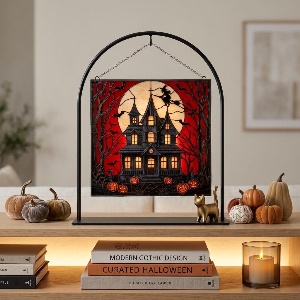 Haunted House Glass Suncatcher