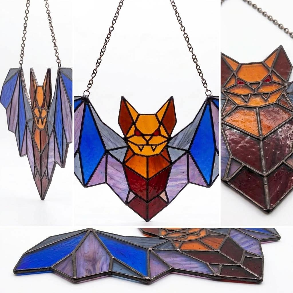 Geometric Bat Glass Suncatcher