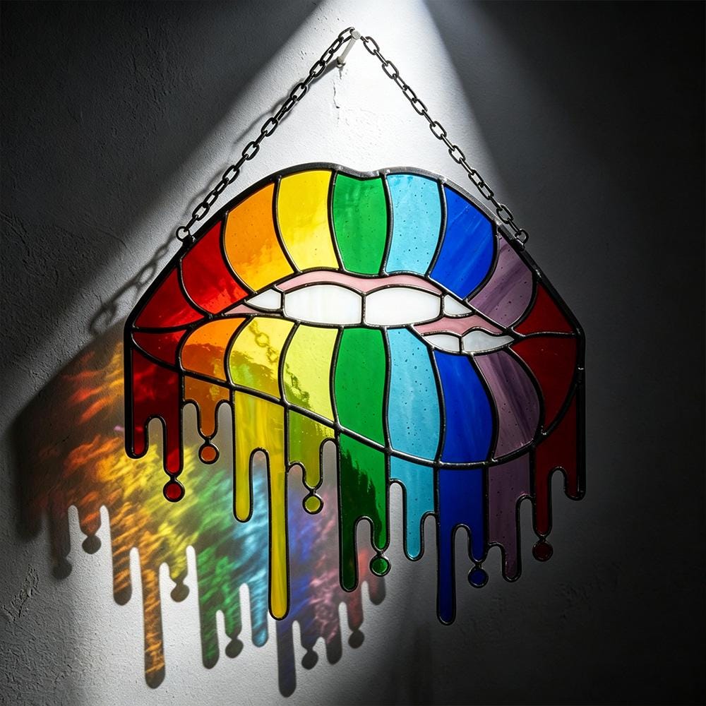 Rainbow Lips Glass Art
