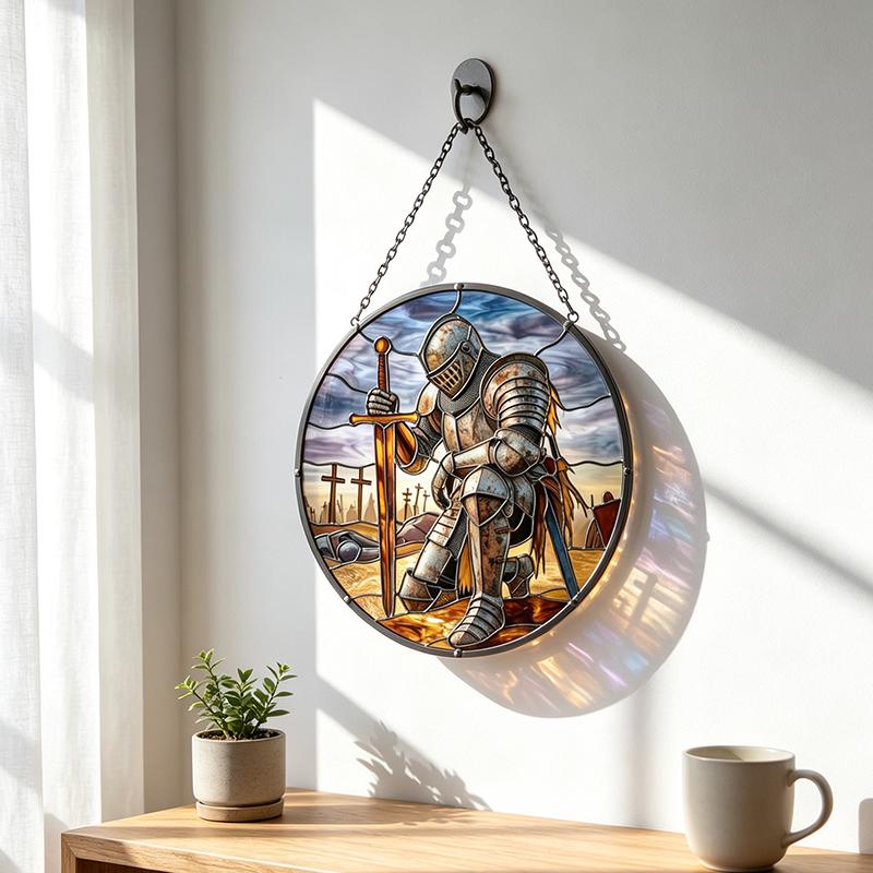 Medieval Knight Glass Suncatcher