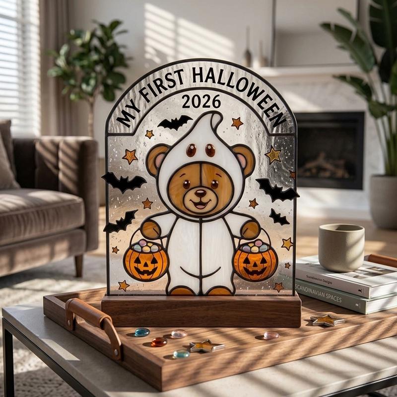 First Halloween Teddy Bear Glass Keepsake
