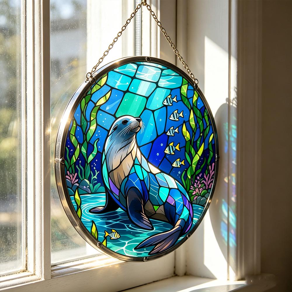 Sea Otter Glass Suncatcher