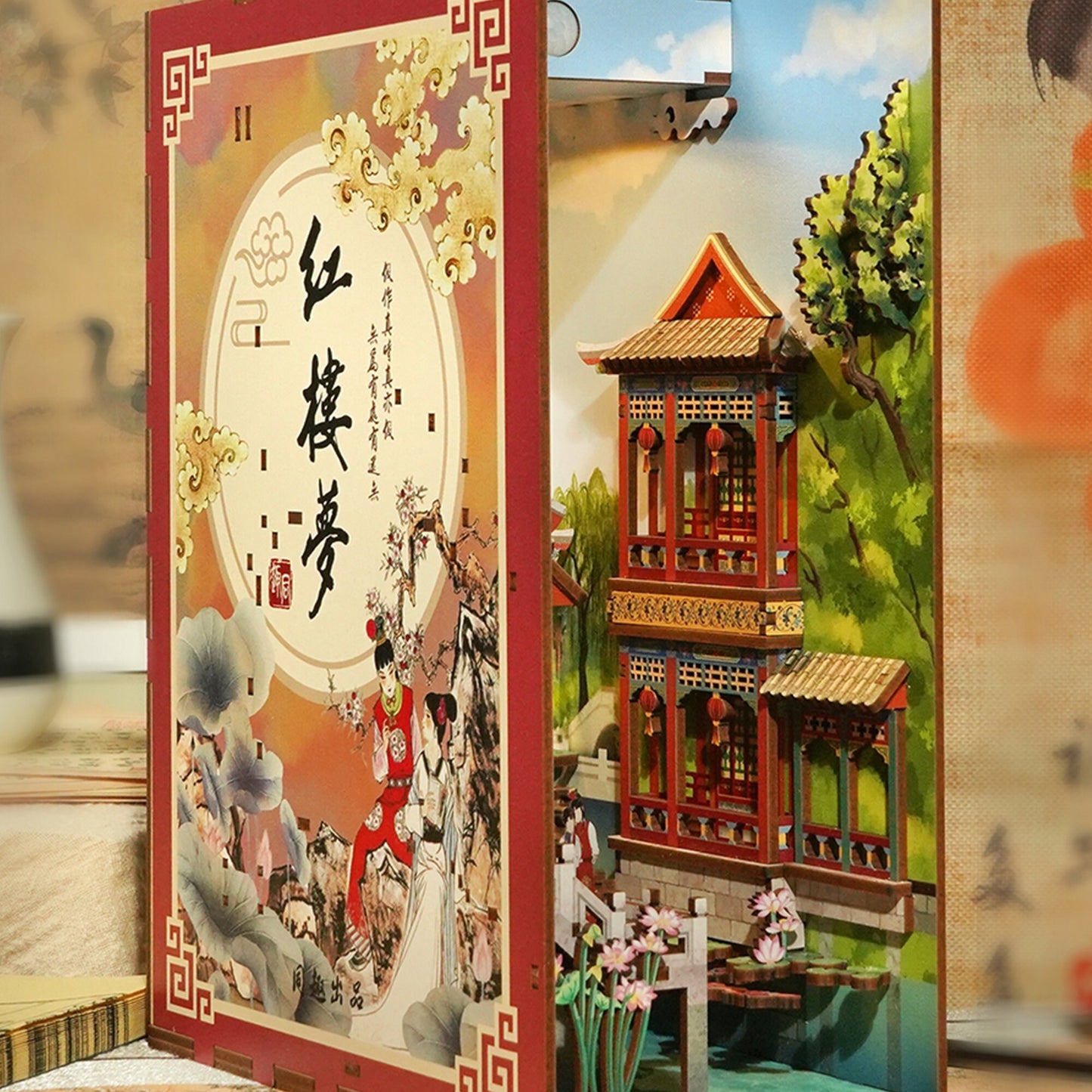 Along the River During Qingming Festival DIY Book Nook Kit Creative Desktop Ornaments
